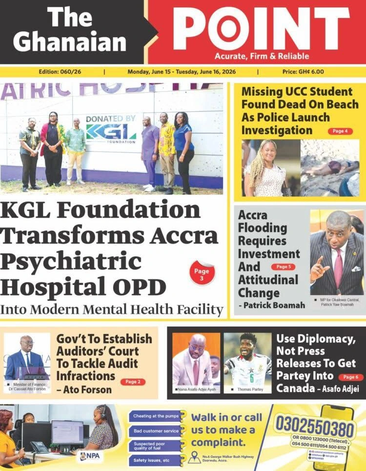 The Ghanaian Point front page with a feature on the OPD renovation